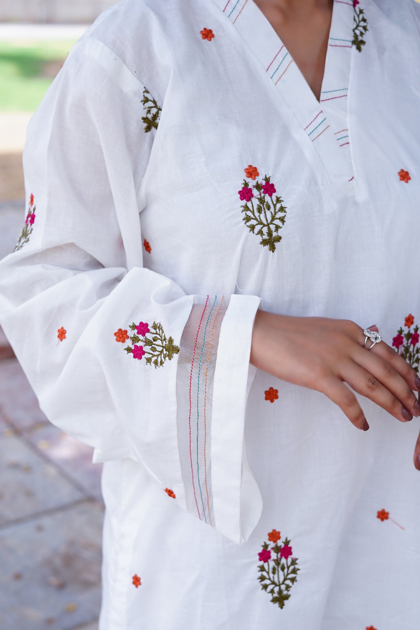 Floral Embroidery- Long with straight trouser.