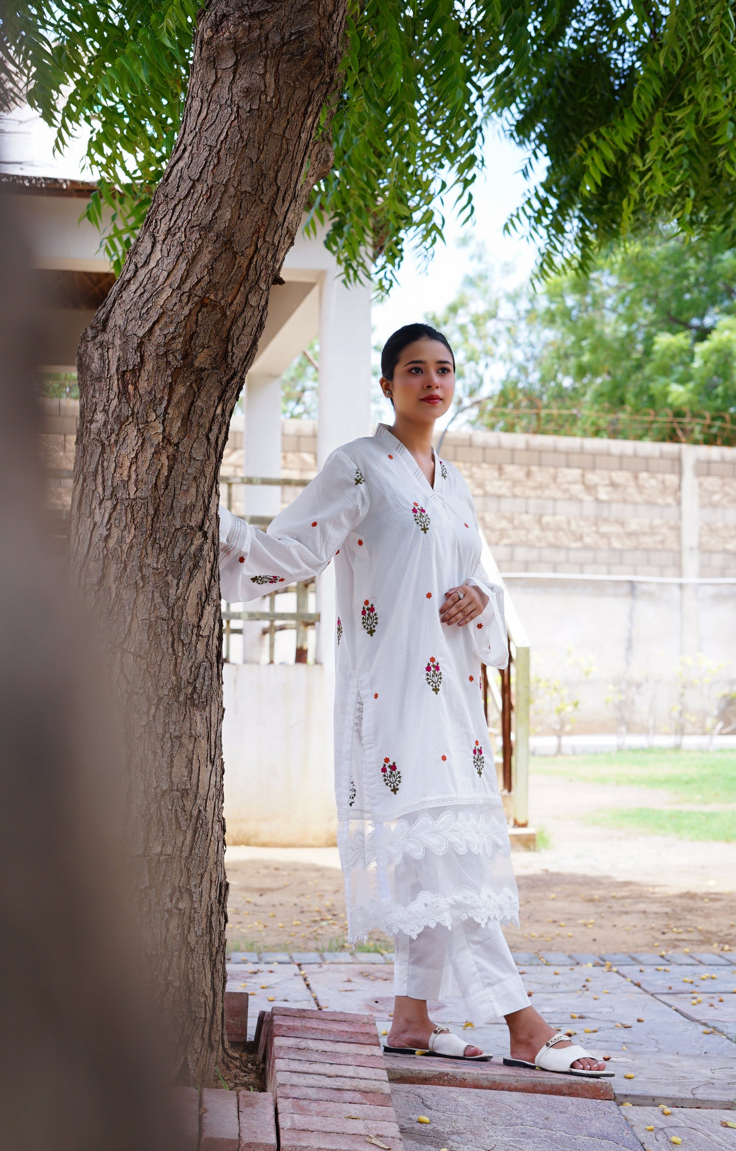 Floral Embroidery- Long with straight trouser.