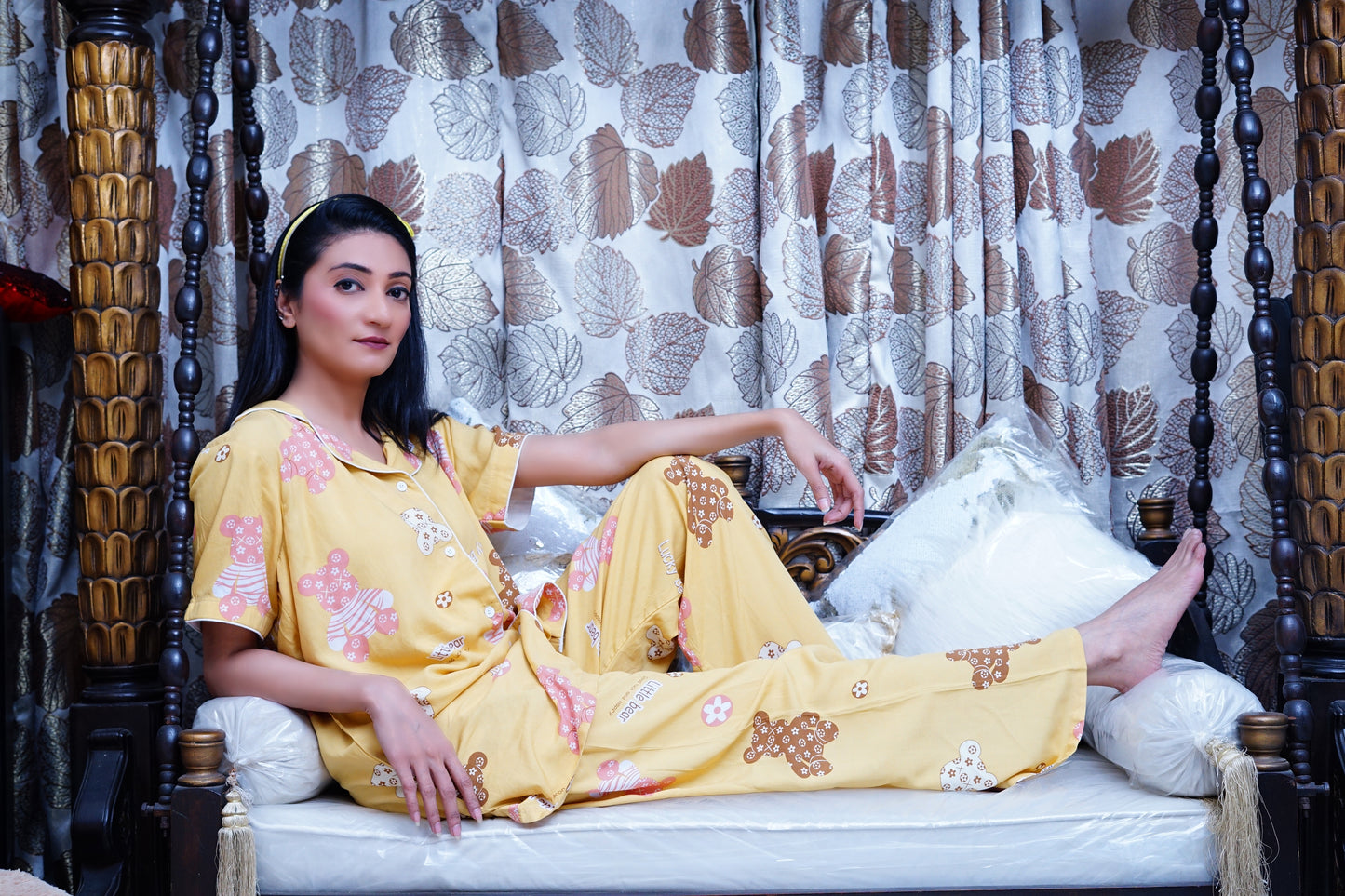 Mustad yellow- Printed Night Suit.