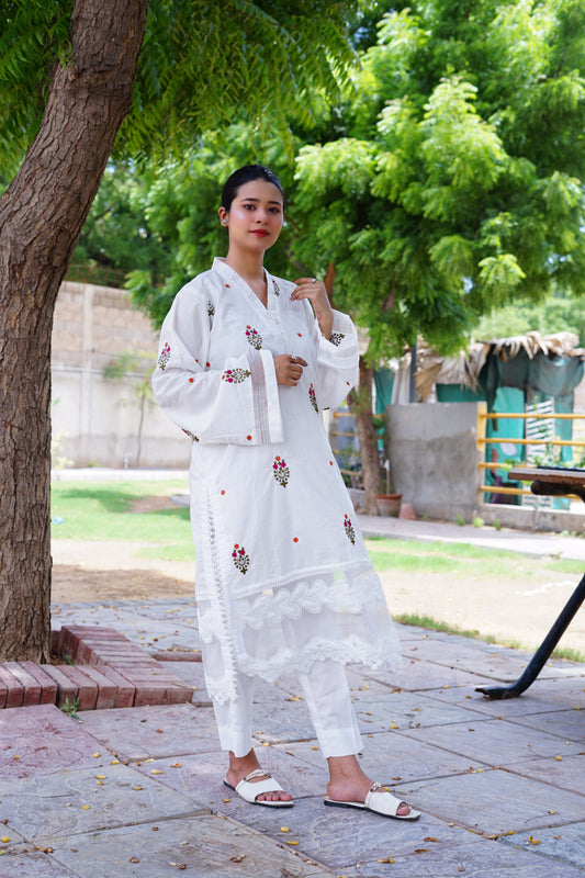 Floral Embroidery- Long with straight trouser.