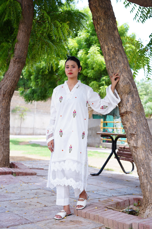 Floral Embroidery- Long with straight trouser.