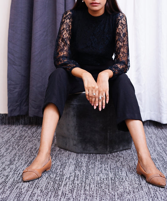 Jumpsuit with beautiful net body long sleeve.