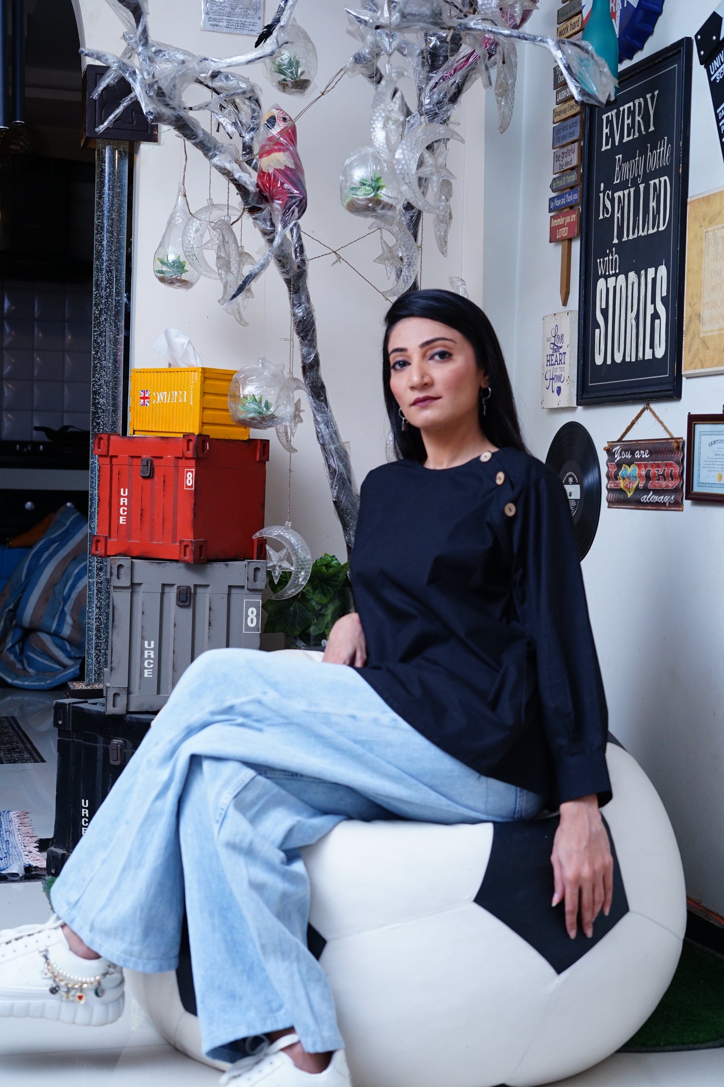 Black pure cotton stylish shirt