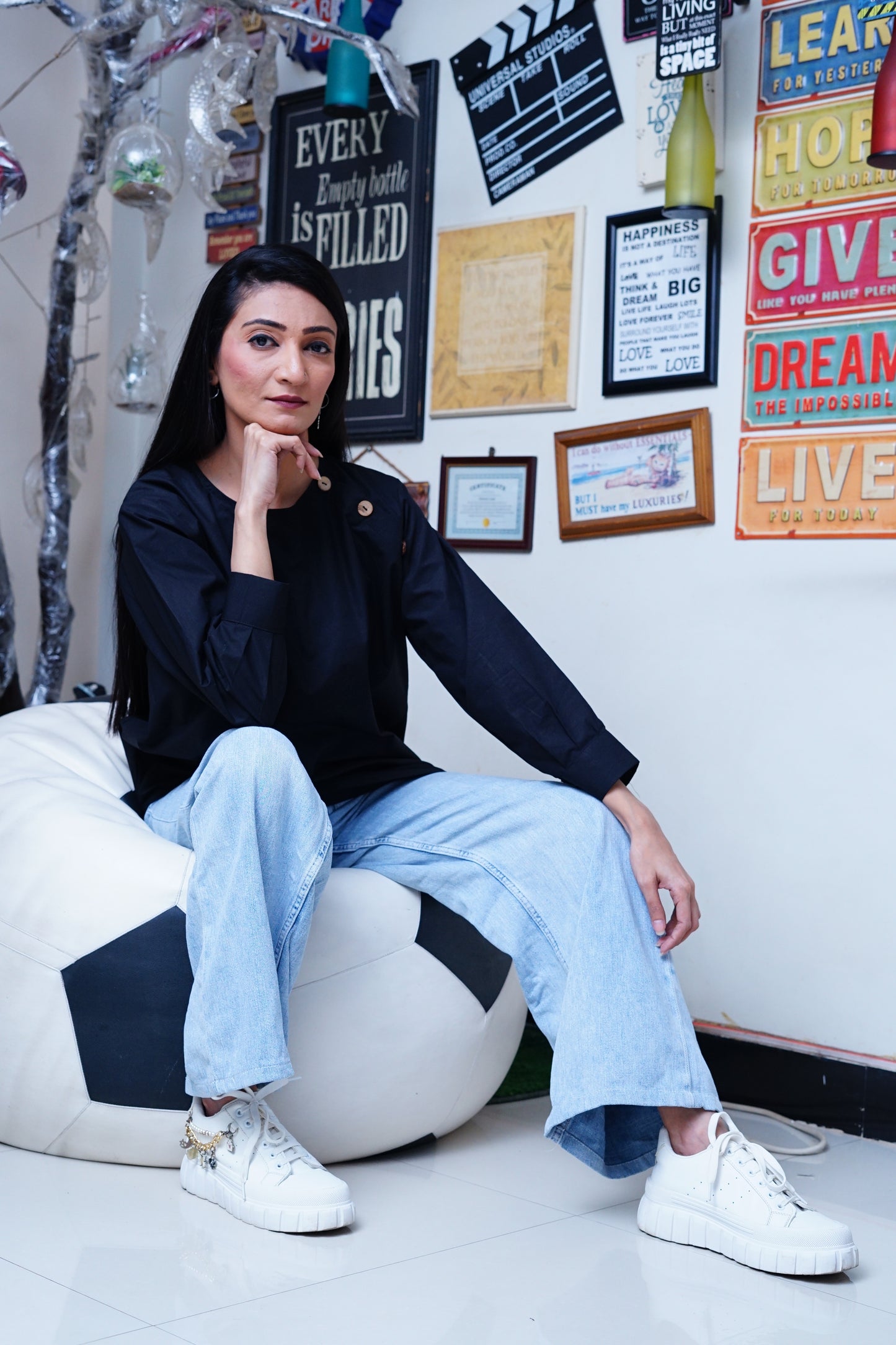 Black pure cotton stylish shirt