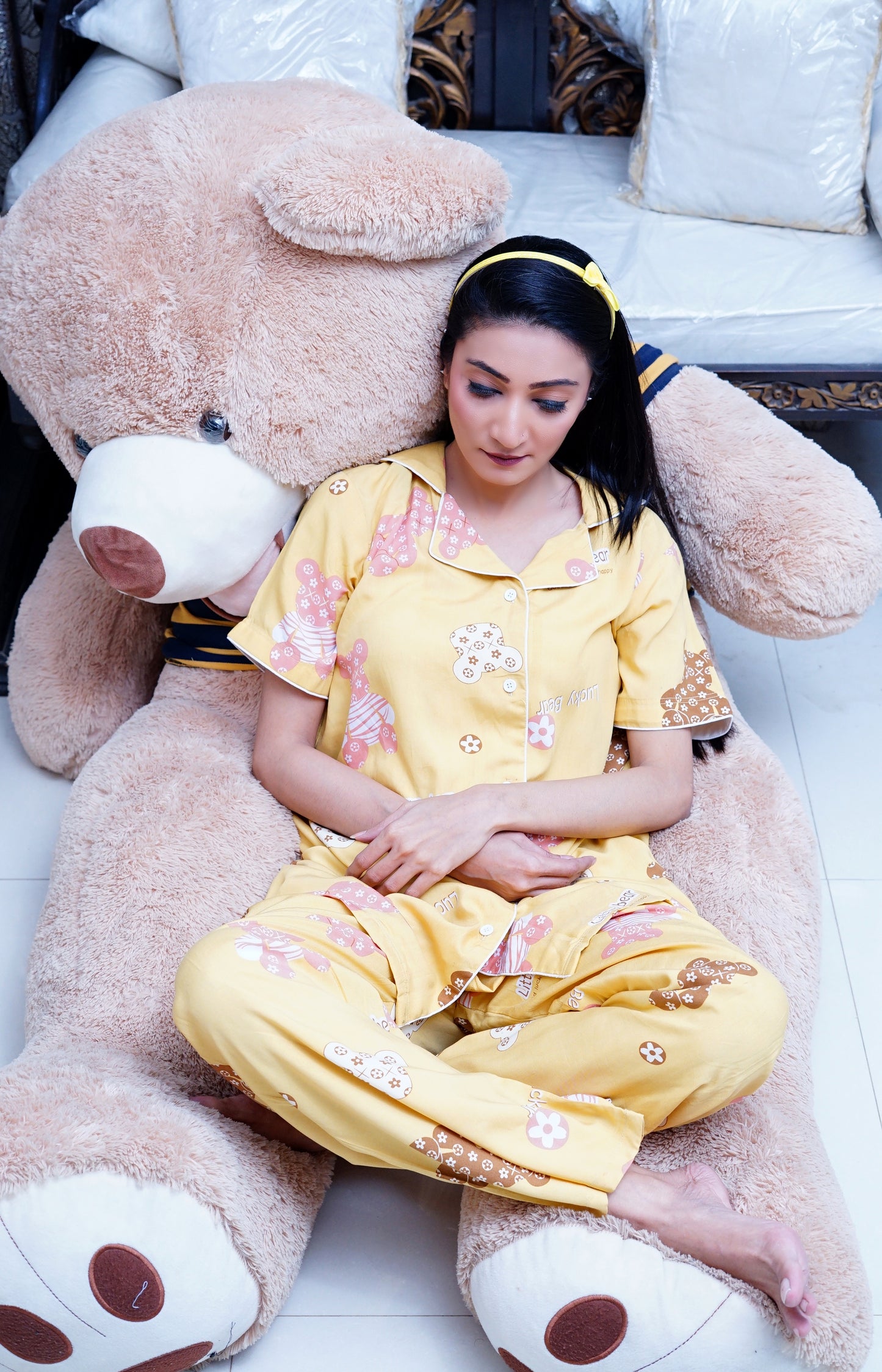 Mustad yellow- Printed Night Suit.