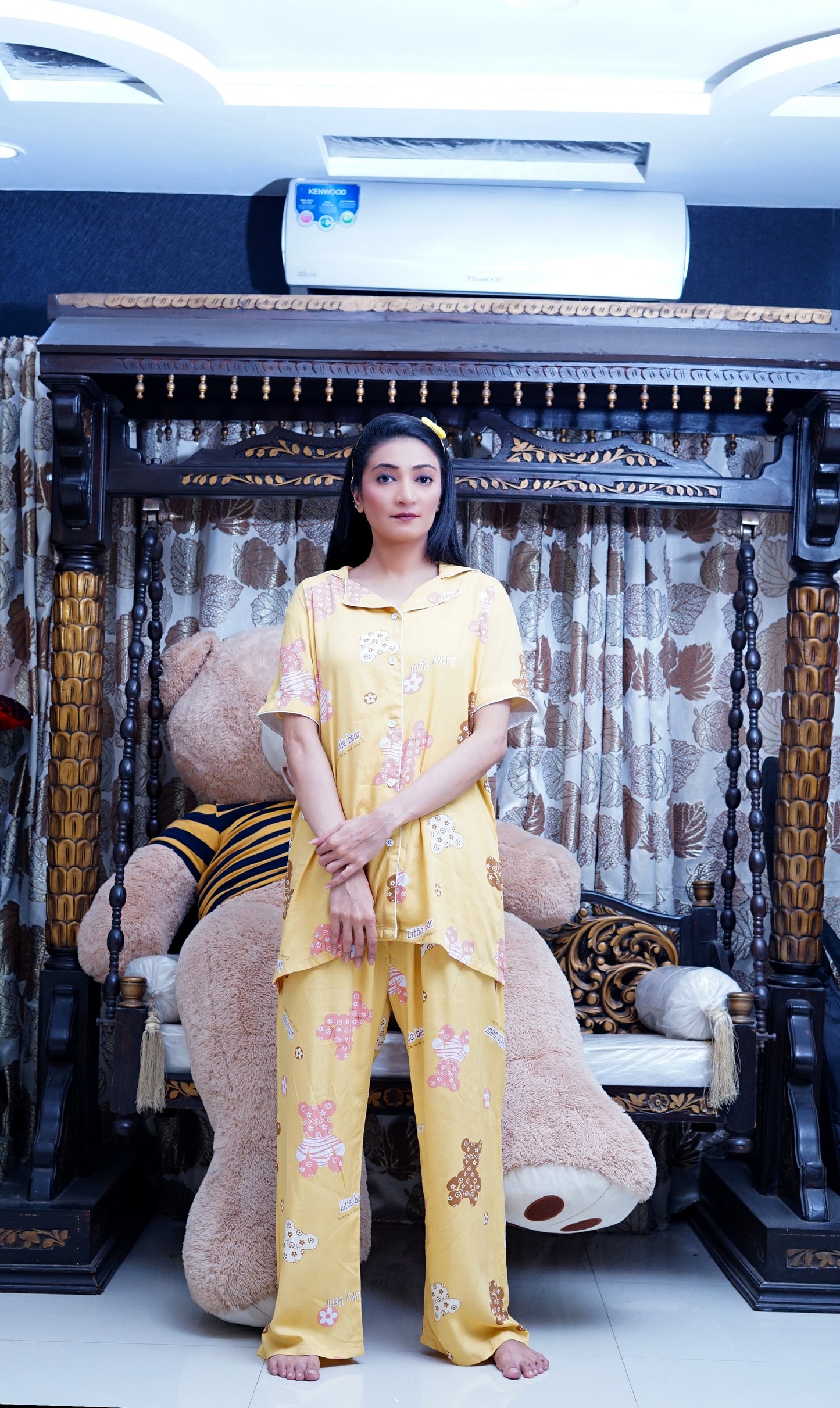 Mustad yellow- Printed Night Suit.