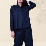 Classic Black Cotton Co-Ord Set for Women | Minimalist Long Sleeve Top & Trousers - Image 4
