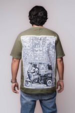 Men’s Olive Green Graphic T-Shirt – Rickshaw Edition - Image 2