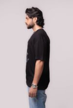 Men’s Black Graphic T-Shirt – Astronaut Moon Edition - Image 2