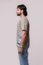 Men’s Olive Green Graphic T-Shirt – Cityscape Edition - Image 2