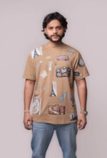 Men’s Graphic Beige T-Shirt – Casual Travel Print - Image 2