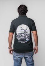 Men’s Dark Green Polo T-Shirt – Motorcycle Adventure Edition - Image 5