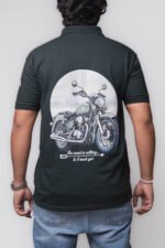 Men’s Dark Green Polo T-Shirt – Motorcycle Adventure Edition - Image 3