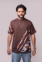 Men’s Brown Graphic T-Shirt – Geometric Edition - Image 4