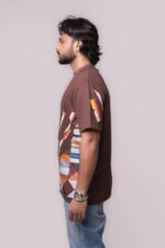 Men’s Brown Graphic T-Shirt – Geometric Edition - Image 2