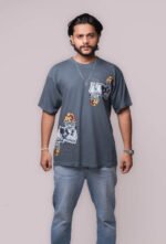 Men’s Grey Oversized Graphic T-Shirt – Peace of Money Edition