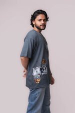 Men’s Grey Oversized Graphic T-Shirt – Peace of Money Edition - Image 3