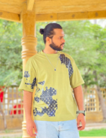 Men’s Olive Green Oversized T-Shirt – Abstract Streetwear Graphic