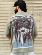 Men’s Olive Green Graphic T-Shirt – Ethnic Rug Inspired Print