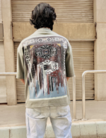 Men’s Olive Green Graphic T-Shirt – Ethnic Rug Inspired Print - Image 2