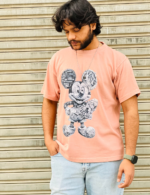 Men’s Peach Oversized T-Shirt – Classic Mickey Mouse Graphic - Image 4