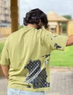 Men’s Olive Green Oversized T-Shirt – Abstract Streetwear Graphic - Image 4