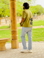 Men’s Olive Green Oversized T-Shirt – Abstract Streetwear Graphic - Image 3