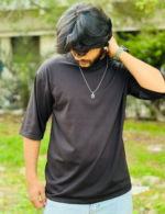 Men’s Black Oversized T-Shirt – Colorful Teddy Bear Graphic - Image 2