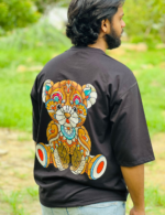 Men’s Black Oversized T-Shirt – Colorful Teddy Bear Graphic