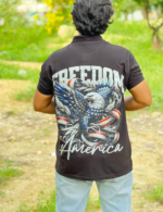 Men’s Black Polo T-Shirt – Freedom America Edition - Image 2