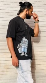 Men’s Black Oversized T-Shirt – Minimal Street Graphic - Image 3
