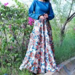Silk Multi-Printed Skirt with Organza Top | Elegant Festive Co-Ord Set for Women