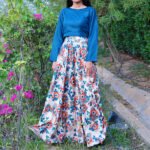 Silk Multi-Printed Skirt with Organza Top | Elegant Festive Co-Ord Set for Women - Image 2