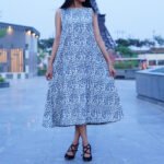 Floral Printed Sleeveless Midi Dress for Women | Elegant Summer A-Line Dress - Image 5