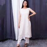 Elegant Off-White Embroidered Kurti with Trouser | Minimal Chic Women’s Wear