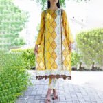 Yellow Floral Printed Lawn 2-Piece Suit for Women