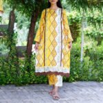 Yellow Floral Printed Lawn 2-Piece Suit for Women - Image 5