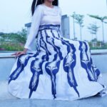 Royal Blue Elegance Dress | Premium Printed Satin Maxi for Women - Image 2